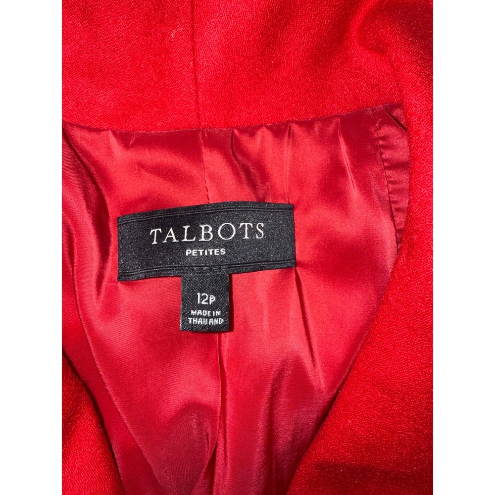 Talbots Blazer Womens 12P Red Excellent Wool Blend Stand Collar 3-Button Jacket - Picture 4 of 7